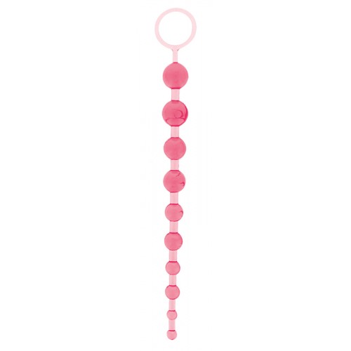 Розовая анальная цепочка - 26,7 см.